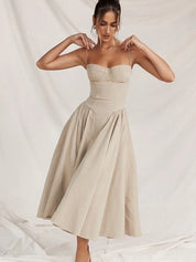 Nicolette l Elegantes Midikleid mit Spaghettiträger
