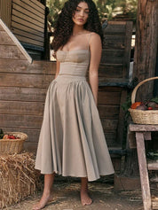 Nicolette l Elegantes Midikleid mit Spaghettiträger