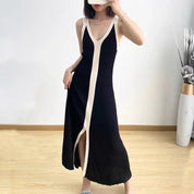 Sweet Sundee l Ärmelloses Strick-Maxikleid für Damen mit V-Ausschnitt