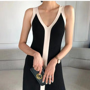 Sweet Sundee l Ärmelloses Strick-Maxikleid für Damen mit V-Ausschnitt