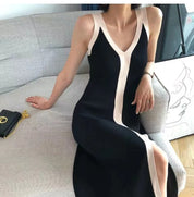 Sweet Sundee l Ärmelloses Strick-Maxikleid für Damen mit V-Ausschnitt