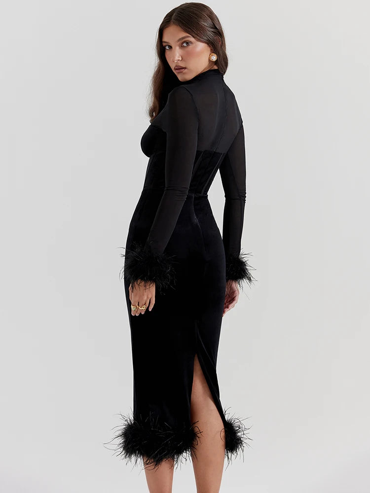 Dannica | Langes Transparentes Elegantes Figurbetontes Abendkleid