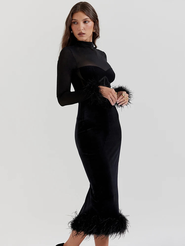 Dannica | Langes Transparentes Elegantes Figurbetontes Abendkleid