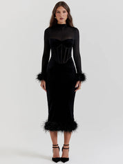 Dannica | Langes Transparentes Elegantes Figurbetontes Abendkleid