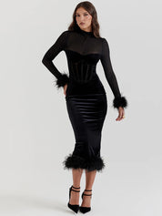 Dannica | Langes Transparentes Elegantes Figurbetontes Abendkleid