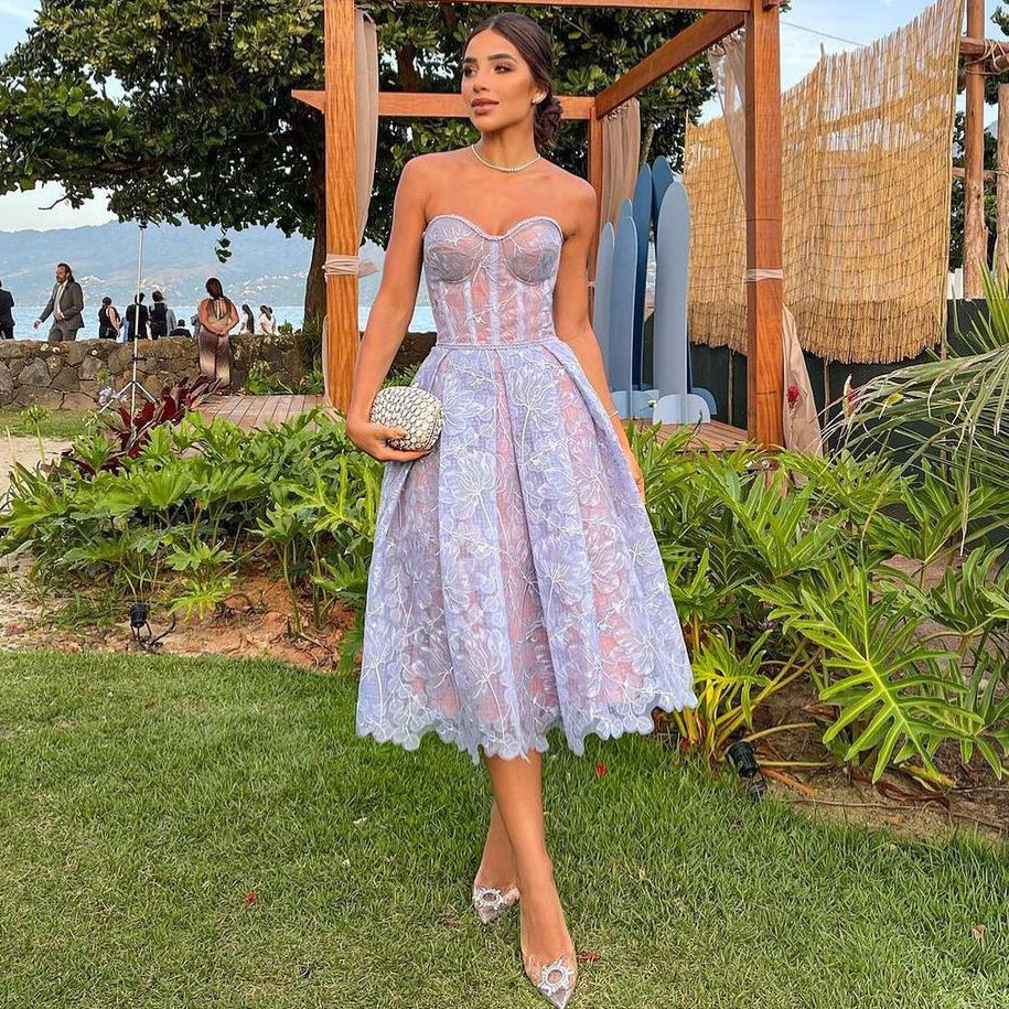 Trägerloses Cocktailkleid aus Spitze für Damen l Briaunna