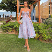 Trägerloses Cocktailkleid aus Spitze für Damen l Briaunna