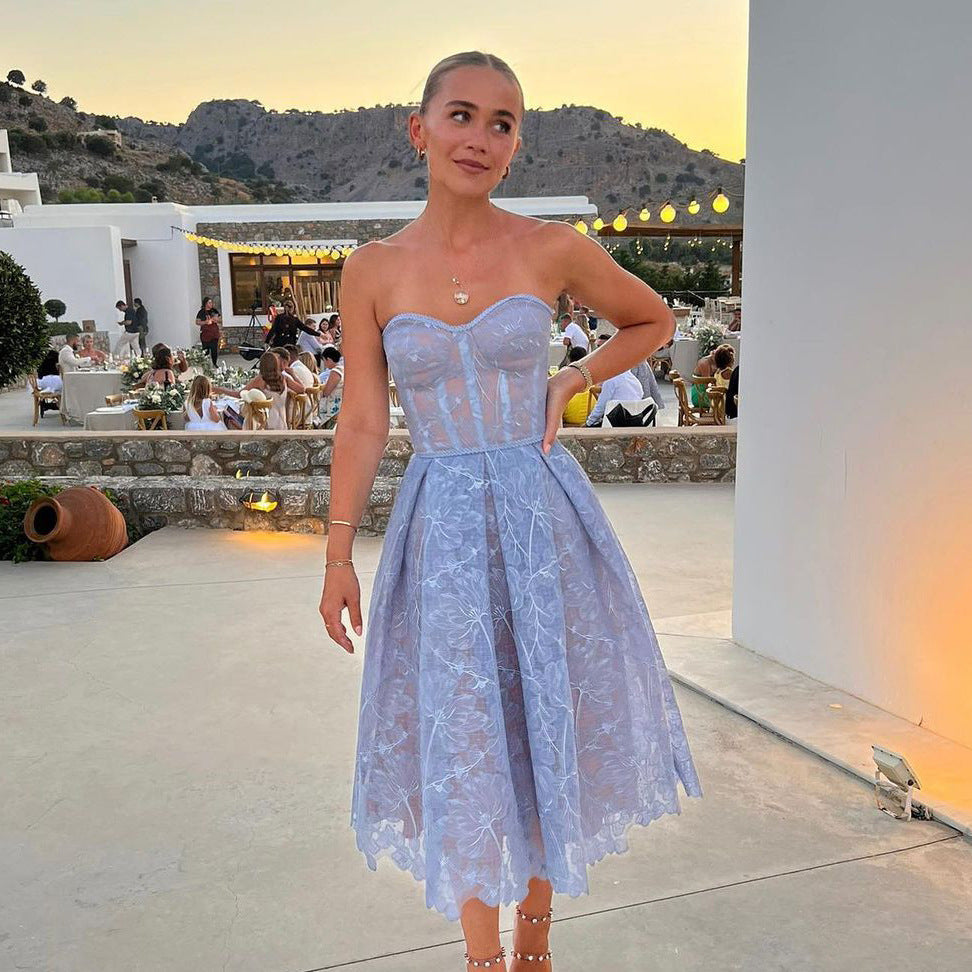 Trägerloses Cocktailkleid aus Spitze für Damen l Briaunna