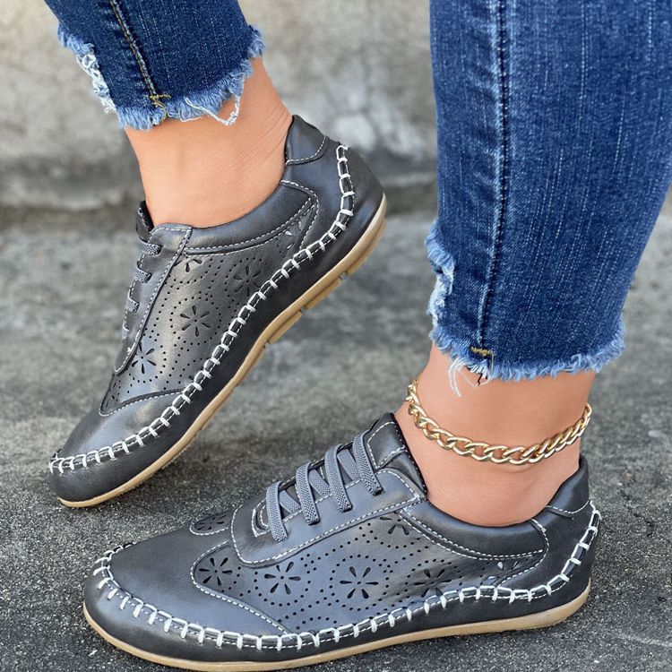 Jasmine l Bequeme Outdoor-Damen-Schnürschuhe mit Blumenmuster