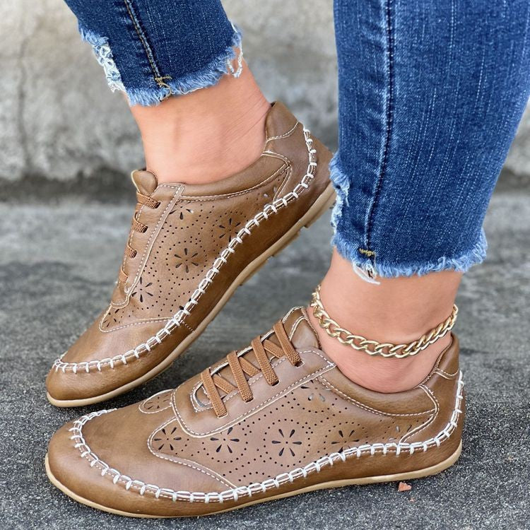 Jasmine l Bequeme Outdoor-Damen-Schnürschuhe mit Blumenmuster