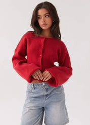 Stilvolle rote Strickjacke | Helgienne
