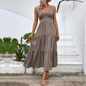 Eloisa l Damen Strand Maxikleid mit tiefem V-Ausschnitt