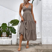Eloisa l Damen Strand Maxikleid mit tiefem V-Ausschnitt