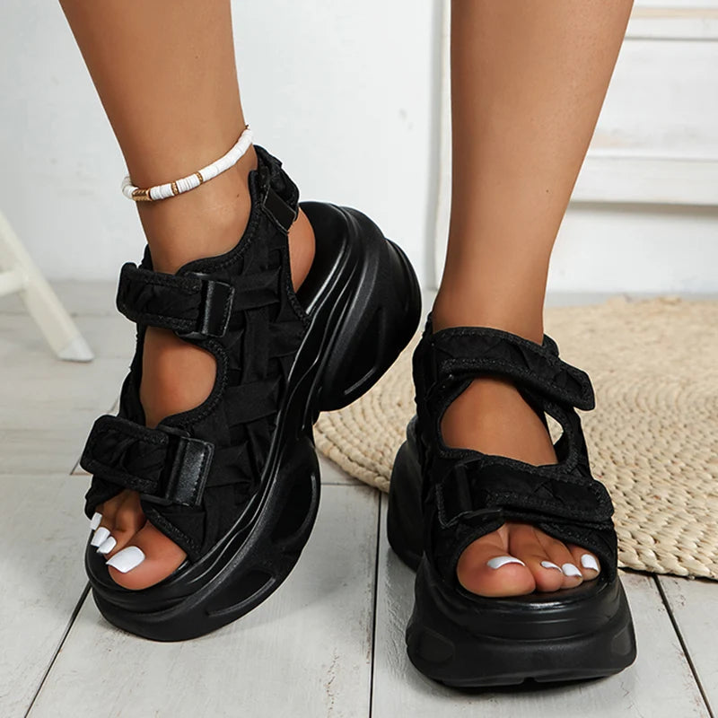 ChunkyFits l Damen-Sandalen mit klobigem, dickem Plateau, für Sommer und Strand, rutschfest, mit Keilabsatz