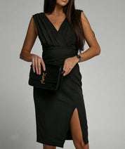 Elegantes Damen Cocktailkleid mit V-Ausschnitt und Rüschen l Meilani