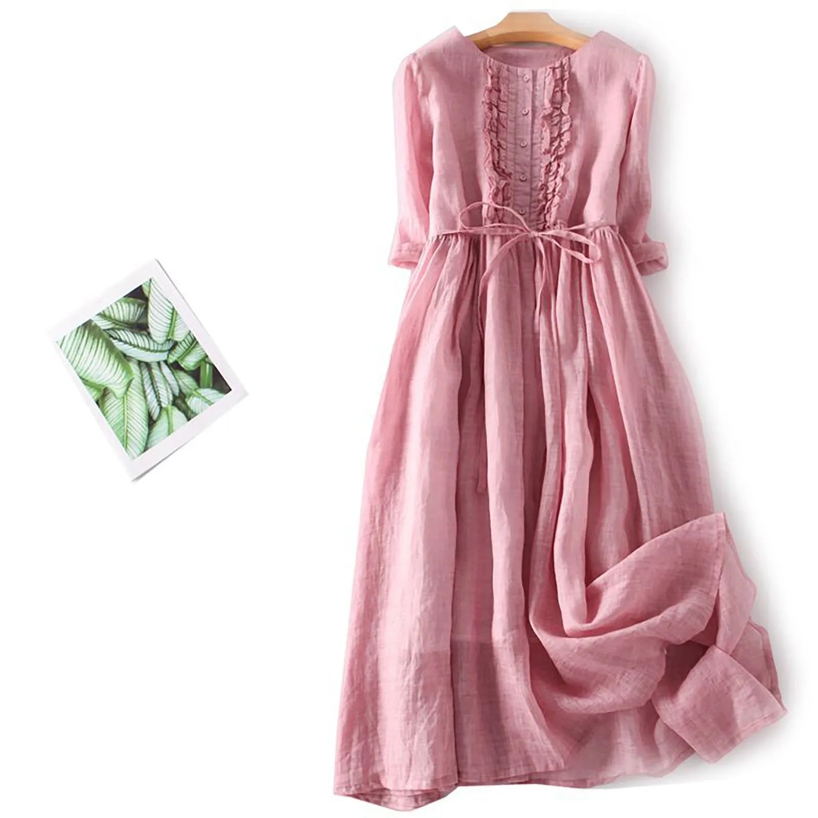 Baumwoll-Leinen-Krawatten-Ferienkleid | Amya