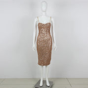 Bellarosa l Langes Abendkleid mit glitzernden Pailletten und Spaghettiträgern