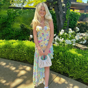 Annaya l Kleid mit Herzausschnitt und Raffung im Blumenmuster