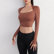 Kurzes, langärmliges, gepolstertes Yoga-Top für Damen l Fitnessstudio, Pilates, Training l Malea