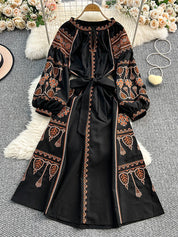 Boho besticktes Kleid mit Laternenärmeln l Frühling l Sommer l Dorienne