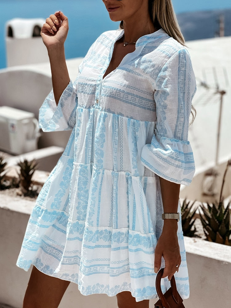 Schönes luftiges Boho-Kleid mit fröhlichem Muster l Henrietta