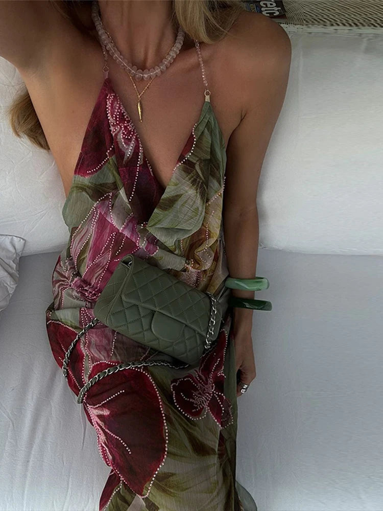 Modisches Maxi-Sommerkleid mit V-Ausschnitt l Nouvel