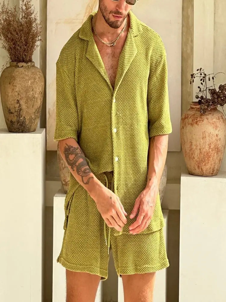 Hemd und Hose zum Zuknöpfen Luftiges Strickset für Herren | Grahame