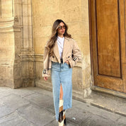 Gyria | Kürzer trendiger Trenchcoat beige