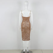 Bellarosa l Langes Abendkleid mit glitzernden Pailletten und Spaghettiträgern