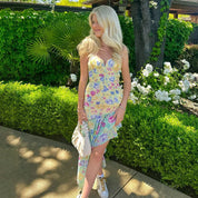 Annaya l Kleid mit Herzausschnitt und Raffung im Blumenmuster