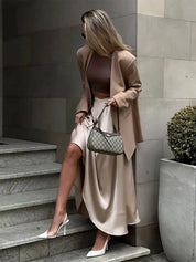 Klassischer langer Satinrock mit hoher Taille l Meria
