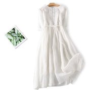 Baumwoll-Leinen-Krawatten-Ferienkleid | Amya