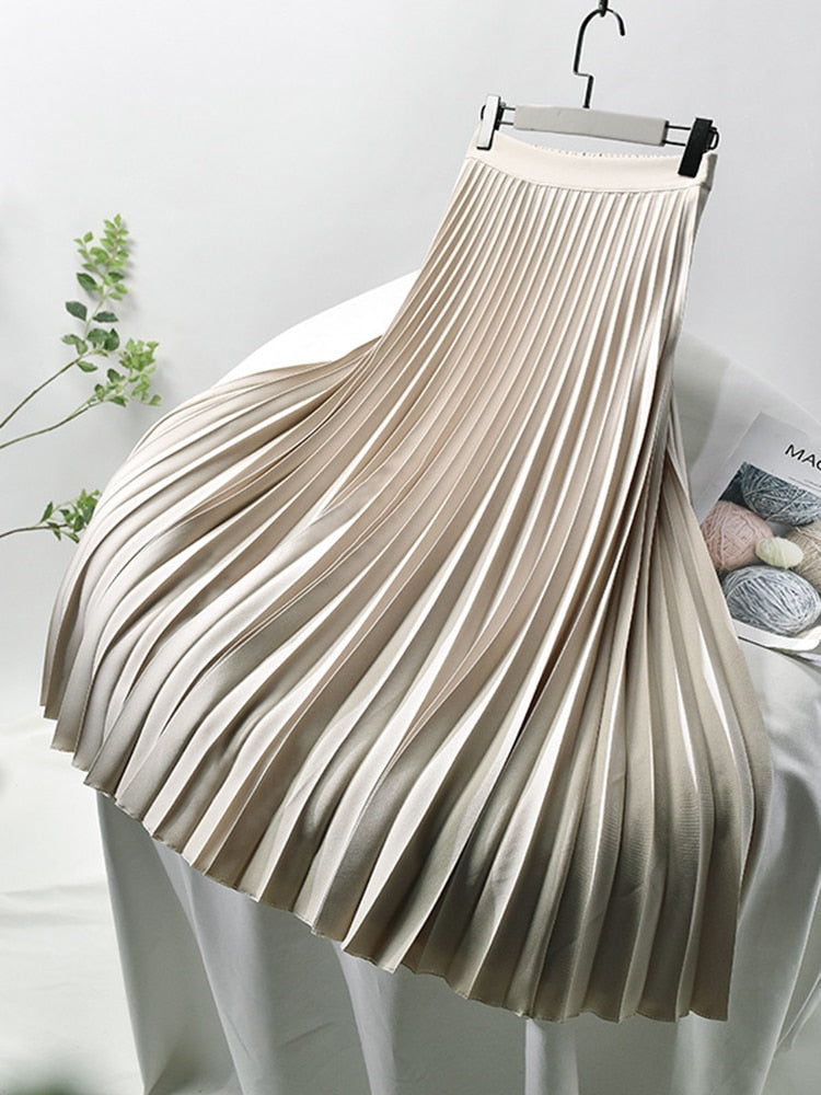Emiliana | Elektrisch plissierter Maxirock mit hoher Taille