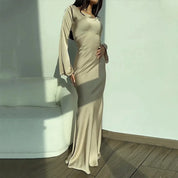 Quincy l Elegantes Partykleid aus Satin mit langen Ärmeln