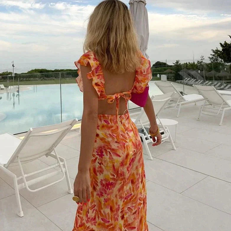 Charm l Bedrucktes Kleid mit Rüschen