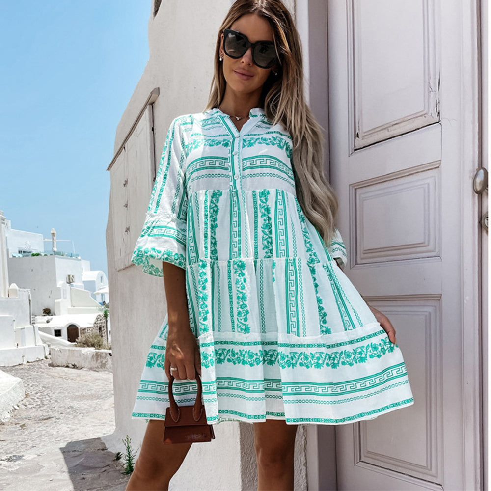 Schönes luftiges Boho-Kleid mit fröhlichem Muster l Henrietta
