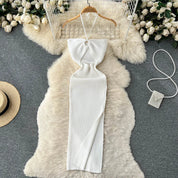 Modisches Maxi-Strickkleid rückenfrei für Frauen | Frühling und Kollektion 2025 | Tiennette