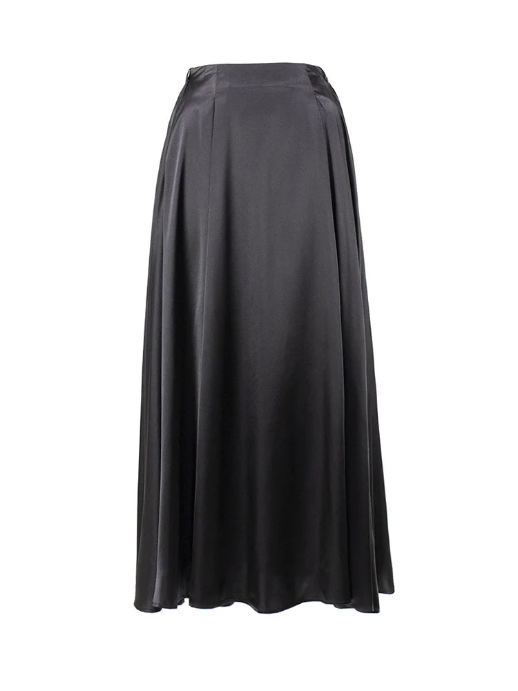 Klassischer langer Satinrock mit hoher Taille l Meria