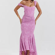 Hazel | Gerafftes Korsettkleid mit Tiefem Saum
