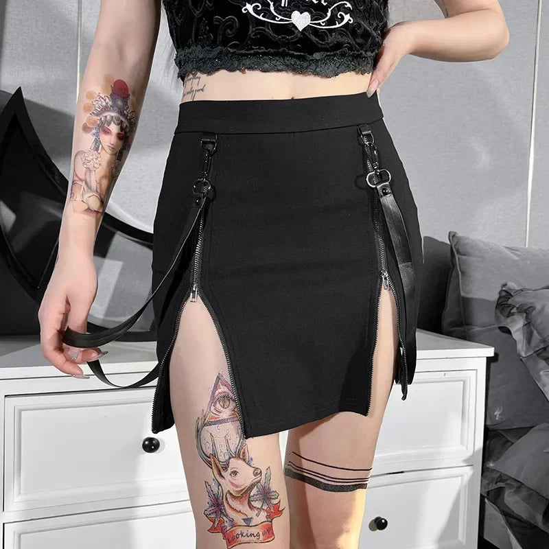 Doppel-Reißverschluss Streetwear Y2k Gothic Rock | Fawne