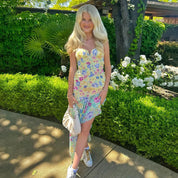 Annaya l Kleid mit Herzausschnitt und Raffung im Blumenmuster