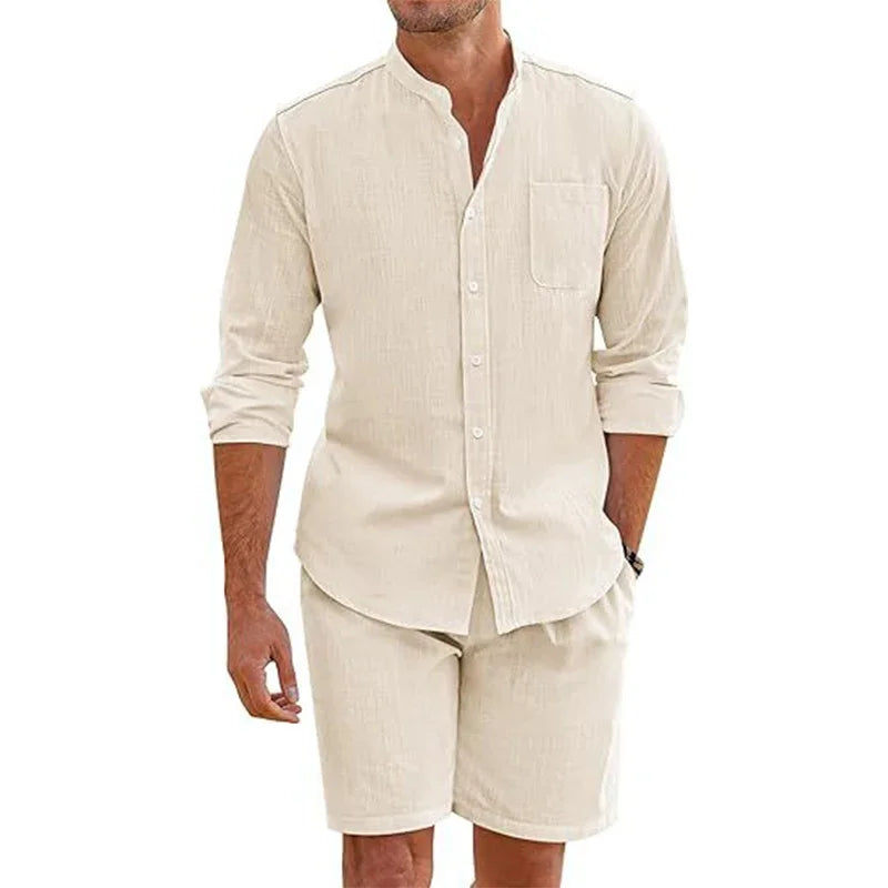 Minimalistische Luftzug Baumwoll-Leinen Herren Sommer Kombination l Merle