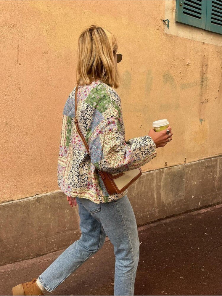 Maybelle l Geblümte, wattierte Herbstjacke aus Baumwolle