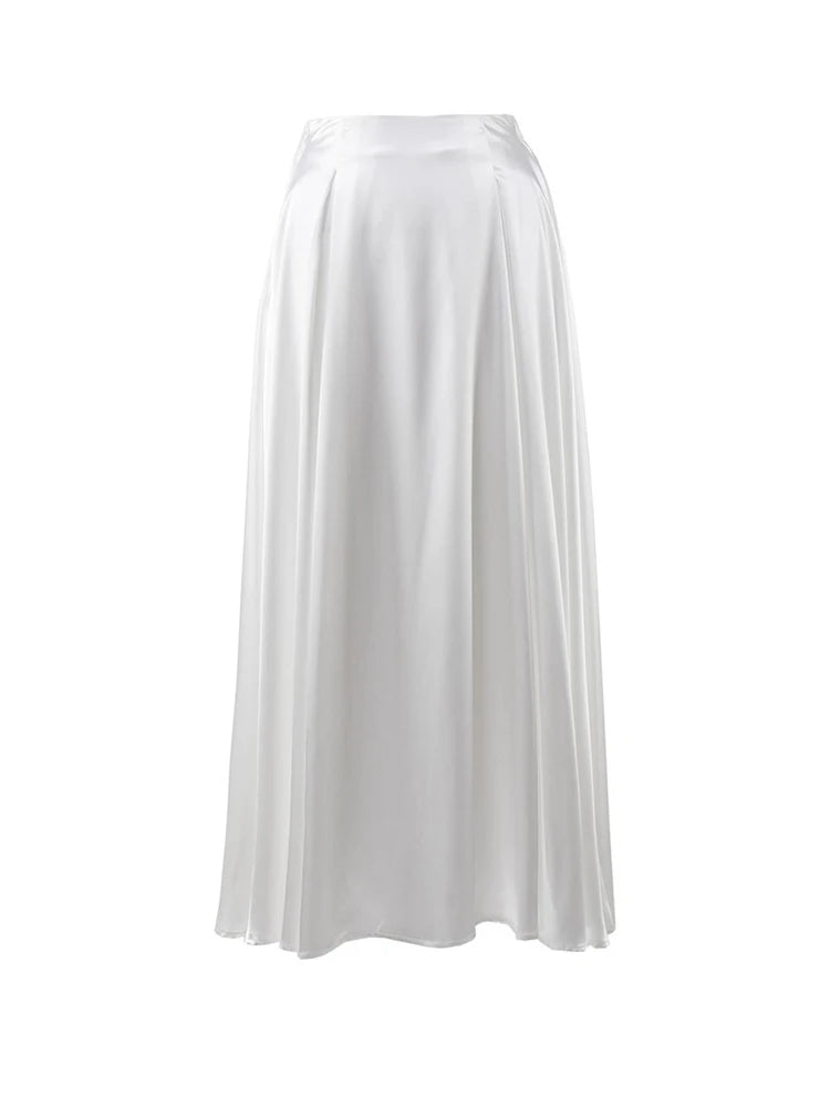 Klassischer langer Satinrock mit hoher Taille l Meria