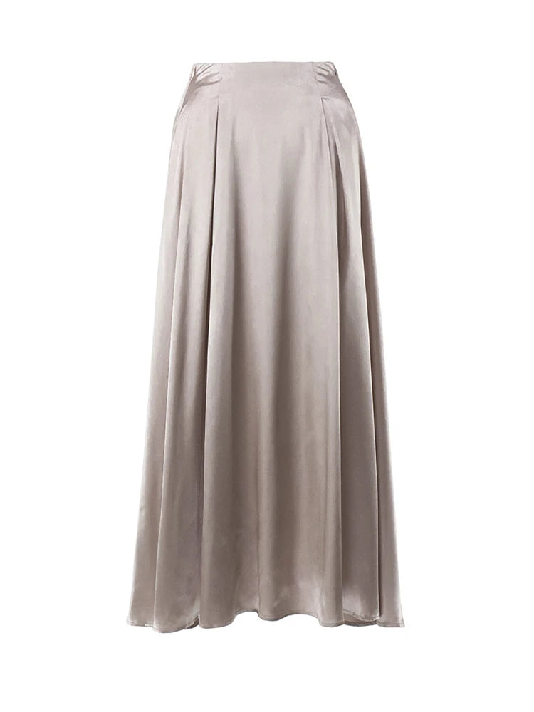 Klassischer langer Satinrock mit hoher Taille l Meria