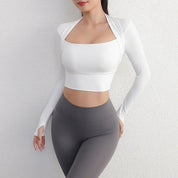 Kurzes, langärmliges, gepolstertes Yoga-Top für Damen l Fitnessstudio, Pilates, Training l Malea