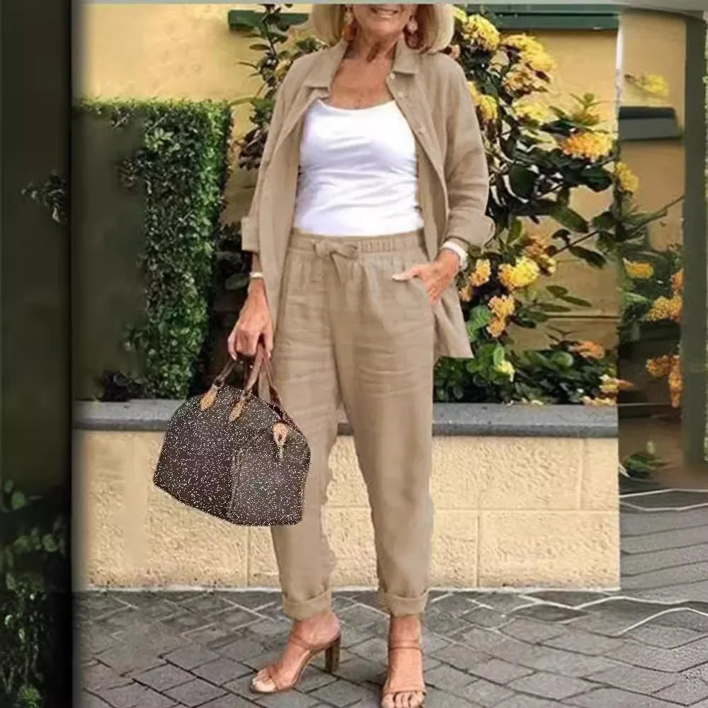 Atmungsaktives Baumwoll-Leinen-Set für Frauen | Vine