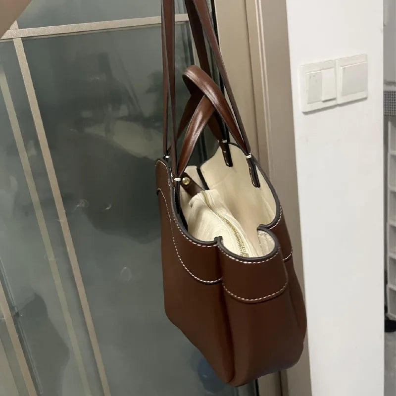 Damen-Tragetasche im Retro-Stil aus PU-Leder | Leocadie