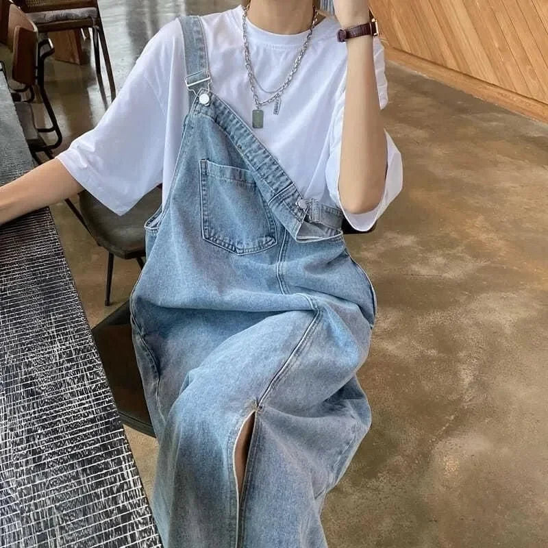 Locker geschnittenes Overall-Denim-Kleid | Miette