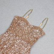 Bellarosa l Langes Abendkleid mit glitzernden Pailletten und Spaghettiträgern